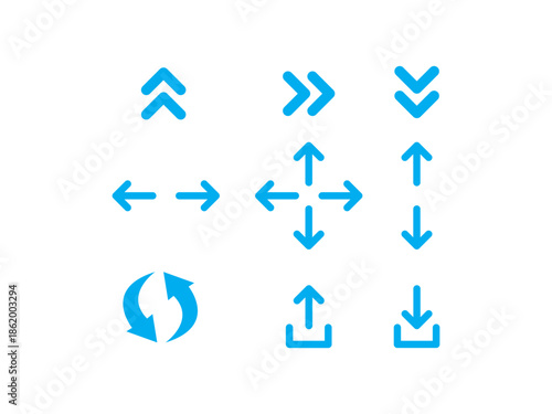 Right Left Up Down Double Refresh Upload Download Expand Arrows Icon Set