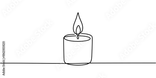 A simple line drawing of a lit candle on a plain surface