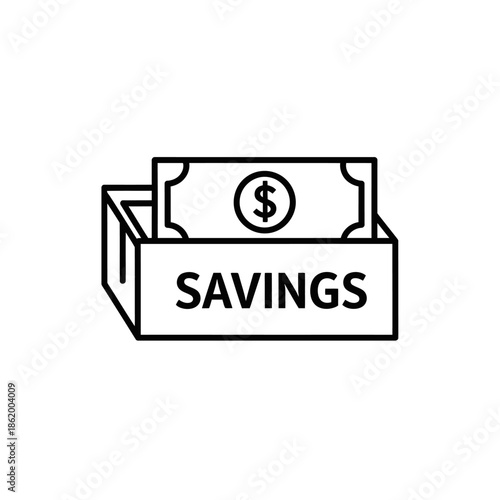 Financial Savings Box with Money Illustration for Budget and Finance Concepts