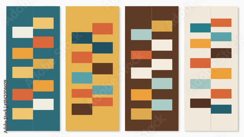 Vibrant geometric pattern designs in modern color schemes