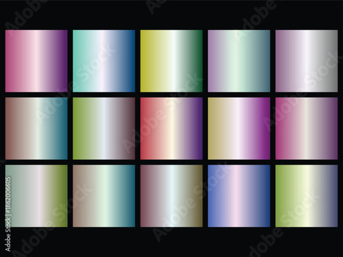Abstract gradient color swatch grid with metallic sheen