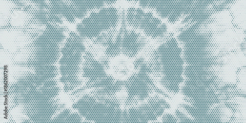 An abstract halftone background featuring soft organic shapes formed by dotted textures in muted teal tones on a light background. The flowing, wave-like pattern