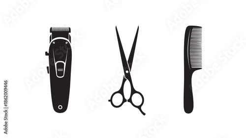 Barber Tools Set in Modern Minimalist Style with Soft Natural Lighting on White Background for Salon Advertising