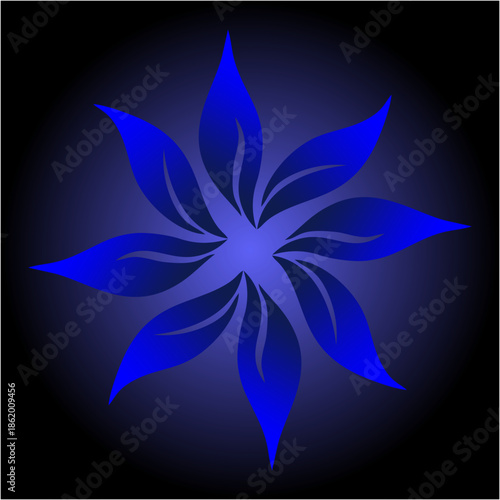 Blue petals swirl like gentle starlight, blooming in midnight calm, whispering mystery, depth, serenity, ocean dreams, and silent celestial grace.