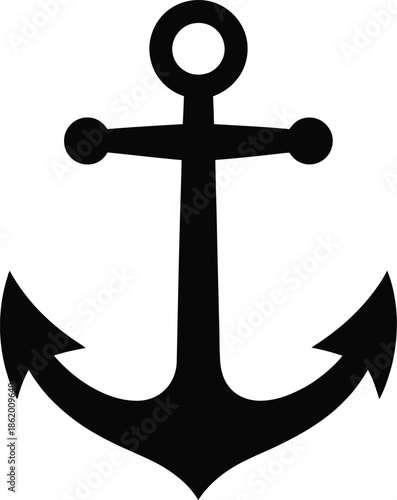 Black Silhouette Anchor Vector Graphic Illustration Perfect for Nautical Themes and Maritime Designs