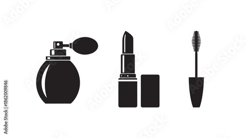 Perfume and Cosmetics Silhouettes in Minimalist Black and White for Beauty Advertising