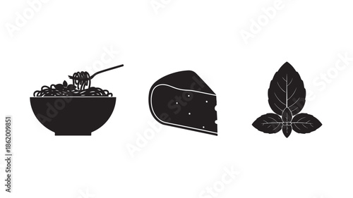 Coffee Silhouette Icons in Simple Flat Design with Black Color on White Background for Web Graphics