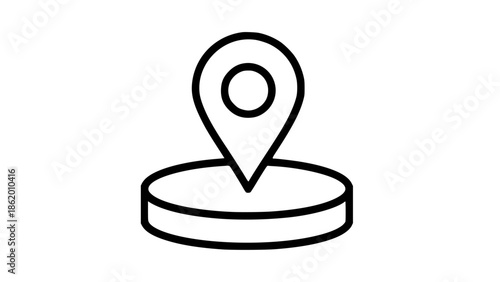 A hand-drawn vector illustration of a location pin on a circular base, symbolizing navigation and direction.