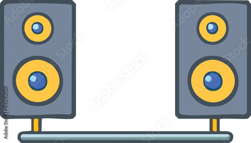 Pair Of Modern Stereo Speakers On White Background