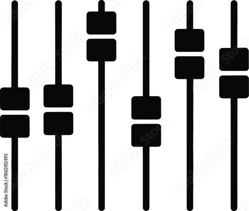 Black Minimalist Vector Graphic Icons of Resistors on White Background for Electronics Design Projects