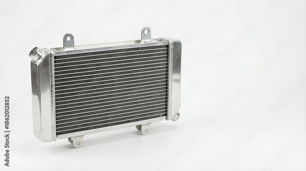 Fototapeta premium Shiny car radiator on white background for automotive projects