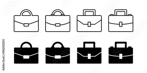 Briefcase icon set. Symbol of professionalism. Trendy and modern design for business concept.