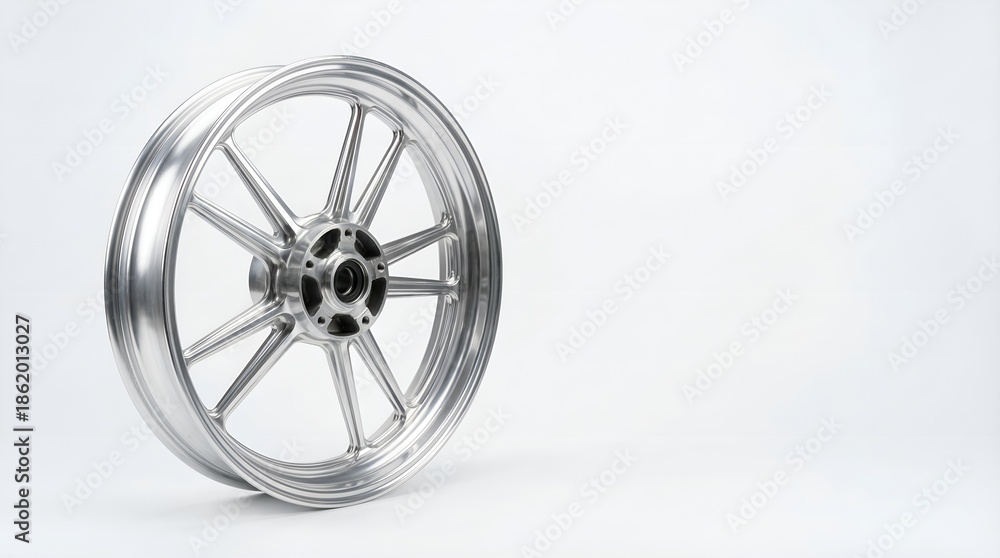 Obraz premium Shiny motorcycle wheel with sleek design