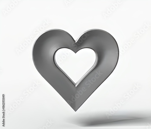 silver heart on white background