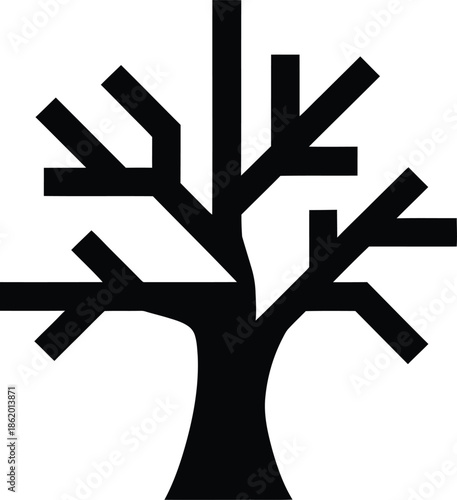Black Silhouette Tree Vector Graphic Illustration Perfect for Nature Designs and Environmental Concepts