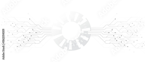 Circuit board futuristic digital technology HUD interface. Cyber data network. Digital hud circle with AI circuit board on white background