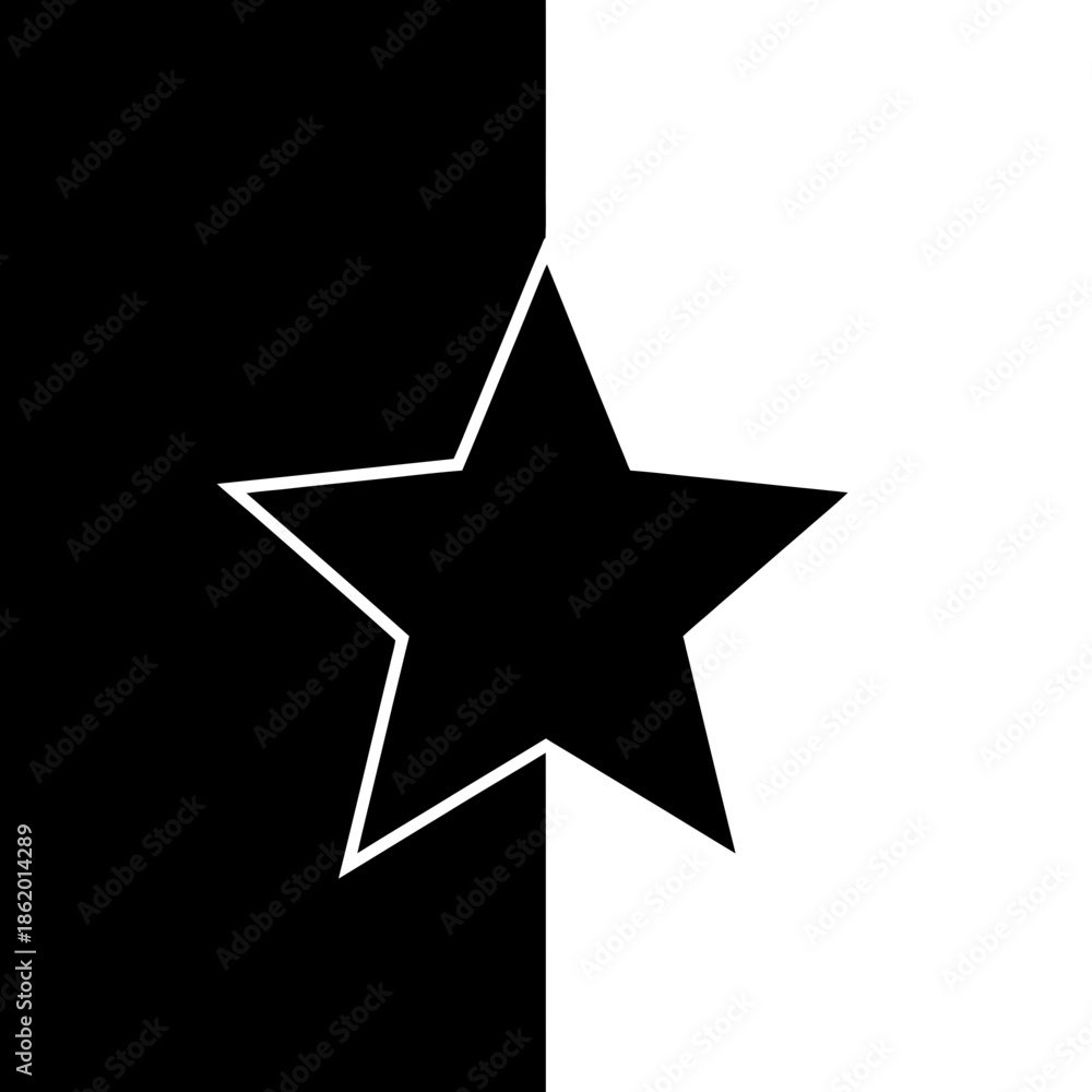 Fototapeta premium Modern star symbol on contrasting black and white background