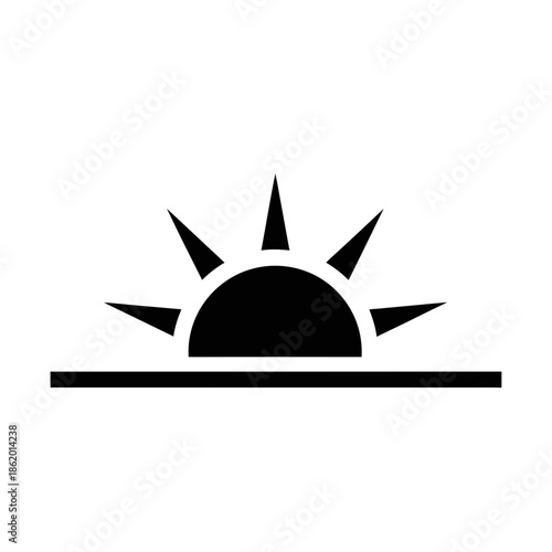 Simple sunrise icon with sharp rays