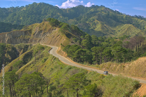 A breathtaking view of the snake-like winding road in Malico, Pangasinan, Philippines