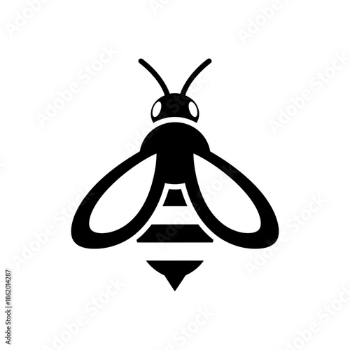 Modern bee logo with stylized wings and antennae