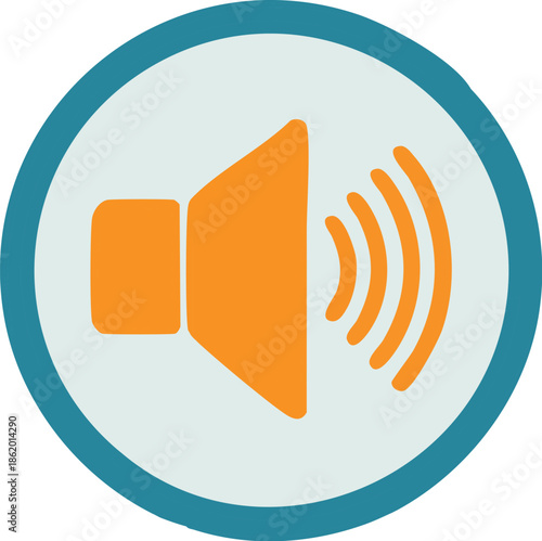 Orange Speaker Icon With Sound Waves