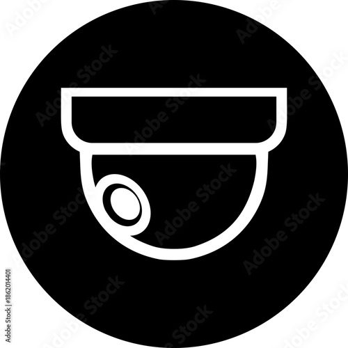 Circular Dome Security Camera Icon - Line Art Surveillance and Monitoring Symbol