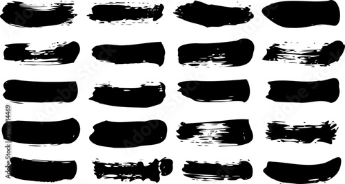 Grunge Black Ink Dry Brush Stroke Vector Set Collection.