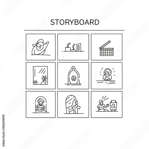 Storyboard icons for film and video production planning