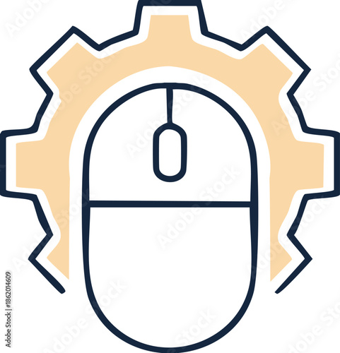 Computer Mouse Inside Cogwheel Icon