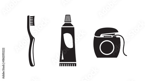 Electric Shaver and Camera Icons in Minimalist Monochrome Style with Simple Shapes for Graphic Design