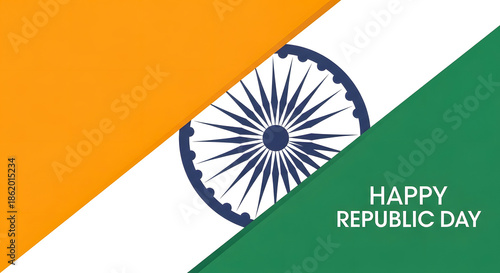 Indian flag with happy republic day text for celebrations and national pride