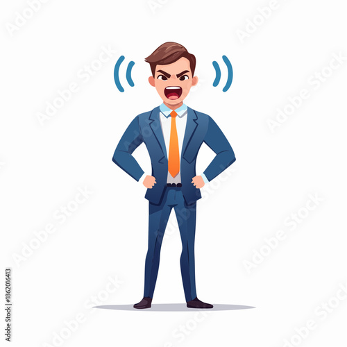 angry boss executive caricature isolated on white vector