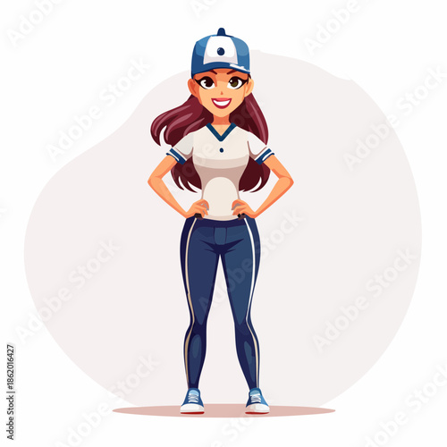 Female athlete caricature isolated on white vector