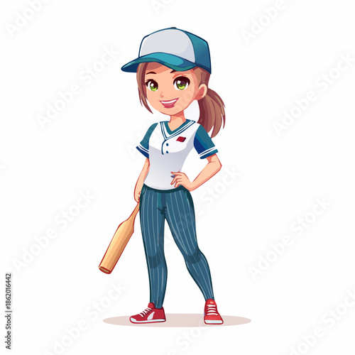 Female athlete caricature isolated on white vector