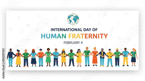Diverse People Celebrating International Day of Human Fraternity on February 4