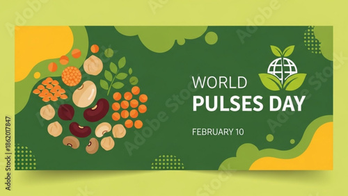 Assorted Pulses on Green Background Celebrating World Pulses Day