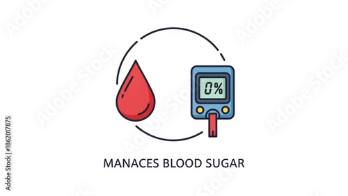 Diabetes Blood Sugar Level Monitor with Red Blood Drop