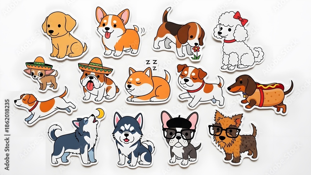 Obraz premium Corgi Dog Breeds in Various Poses
