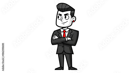 A stylish professional in a suit, radiating confidence and focus.