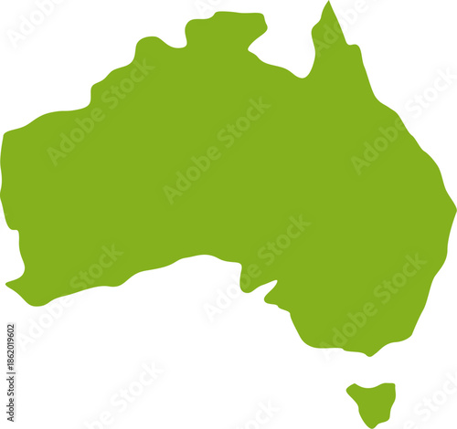 Green silhouette map of Australia on a white background.