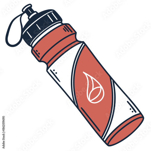 Red water bottle with flame design
