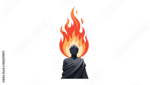Silhouette of a person engulfed in flames, symbolizing passion and intensity.