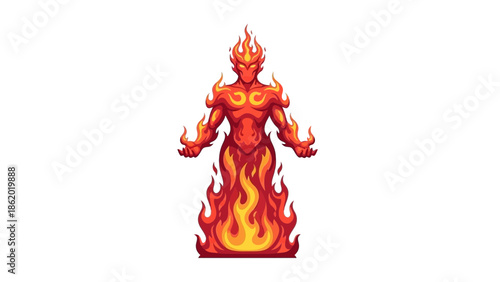 Flaming Humanoid Figure with Fiery Aura and Blazing Body.