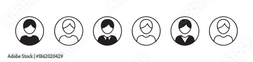 Modern male profile user icons vector illustration set showing variations in hairstyle and attire suitable for business and casual apps