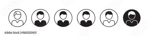 Set of male user profile vector icons featuring modern hairstyle and business attire symbols suitable for corporate staff illustration