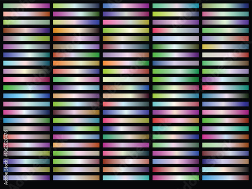 Abstract gradient ribbons grid of colorful horizontal bars on black background