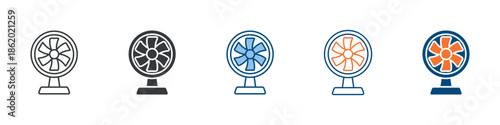 Electric Fan Icon Set Multiple Style Collection 