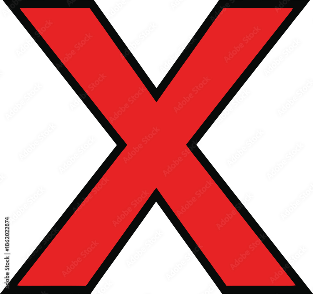 Obraz premium Bold Red X Symbol on Transparent Background for Design