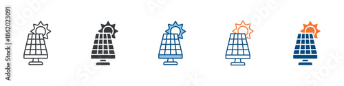 Solar Panel Icon Set Multiple Style Collection 