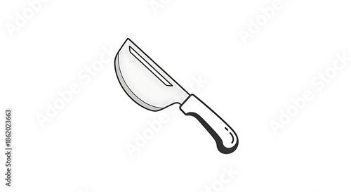A simple illustration of a kitchen knife on a white background